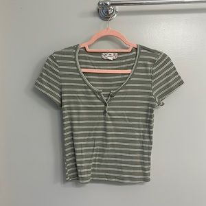 pink republic green button tee
